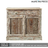 Hand Carved Panel Solid wood Sideboard Whitewash